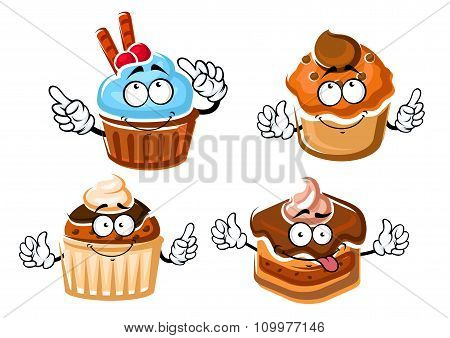 Chocolate cake, cupcake and caramel muffins