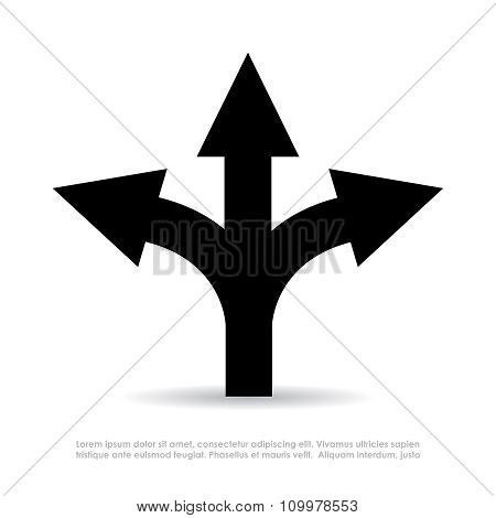 Three-way direction arrow