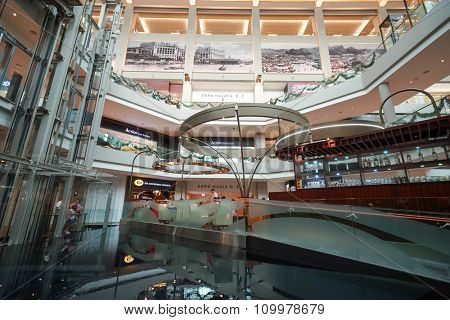 SINGAPORE - NOVEMBER 08, 2015: interior of The Shoppes at Marina Bay Sands. The Shoppes at Marina Bay Sands is one of Singapore's largest luxury shopping malls