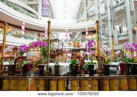 SINGAPORE - NOVEMBER 08, 2015: interior of The Shoppes at Marina Bay Sands. The Shoppes at Marina Bay Sands is one of Singapore's largest luxury shopping malls