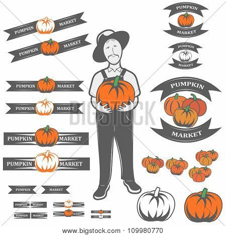 Farmer with pumpkin