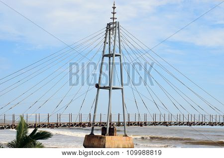 blue sky over a bridge