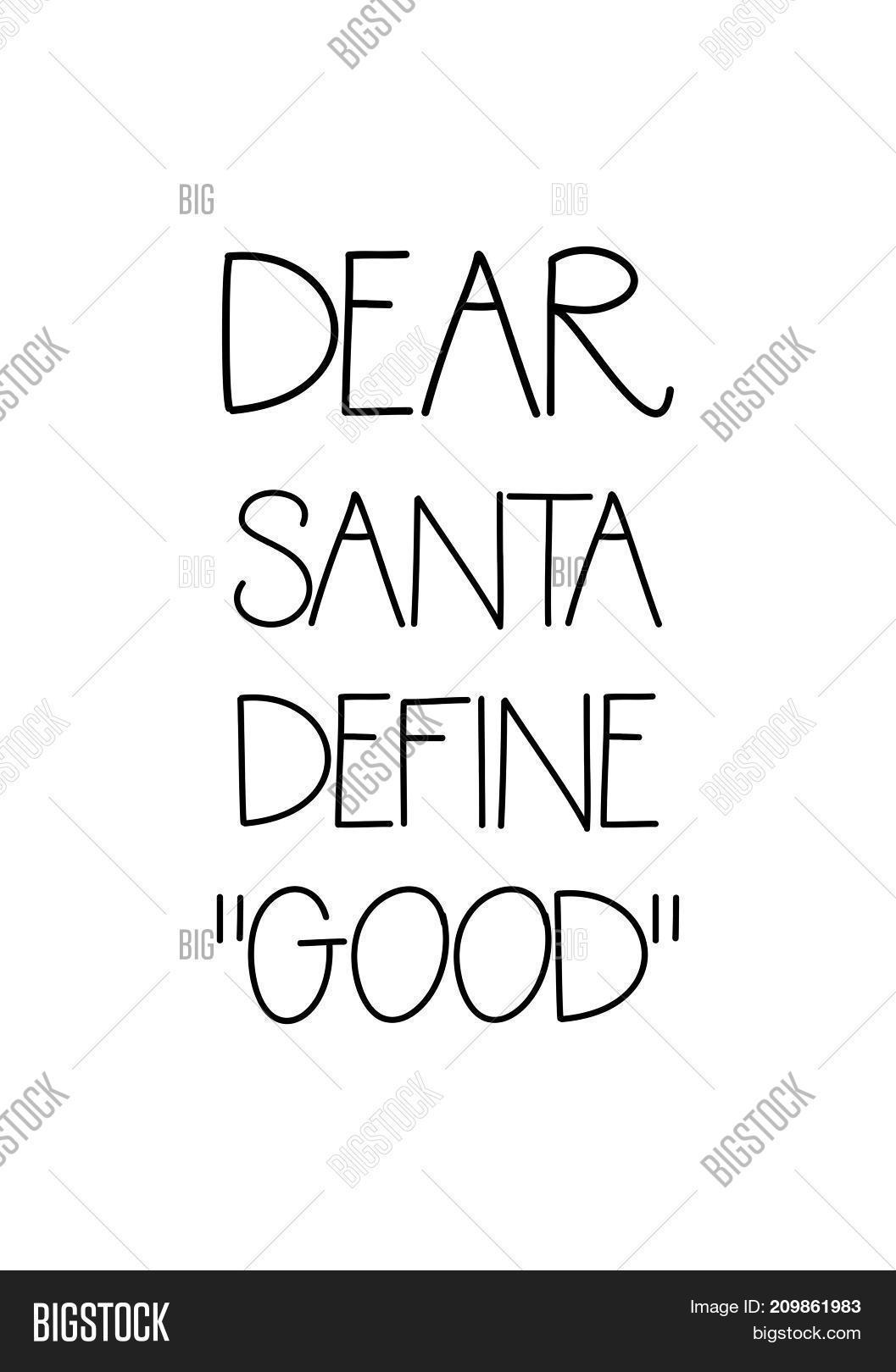 christmas greeting card with brush calligraphy vector black with white background dear santa define - Define Christmas christmas greeting card with brush calligraphy vector black with white background dear santa define - Define Christmas