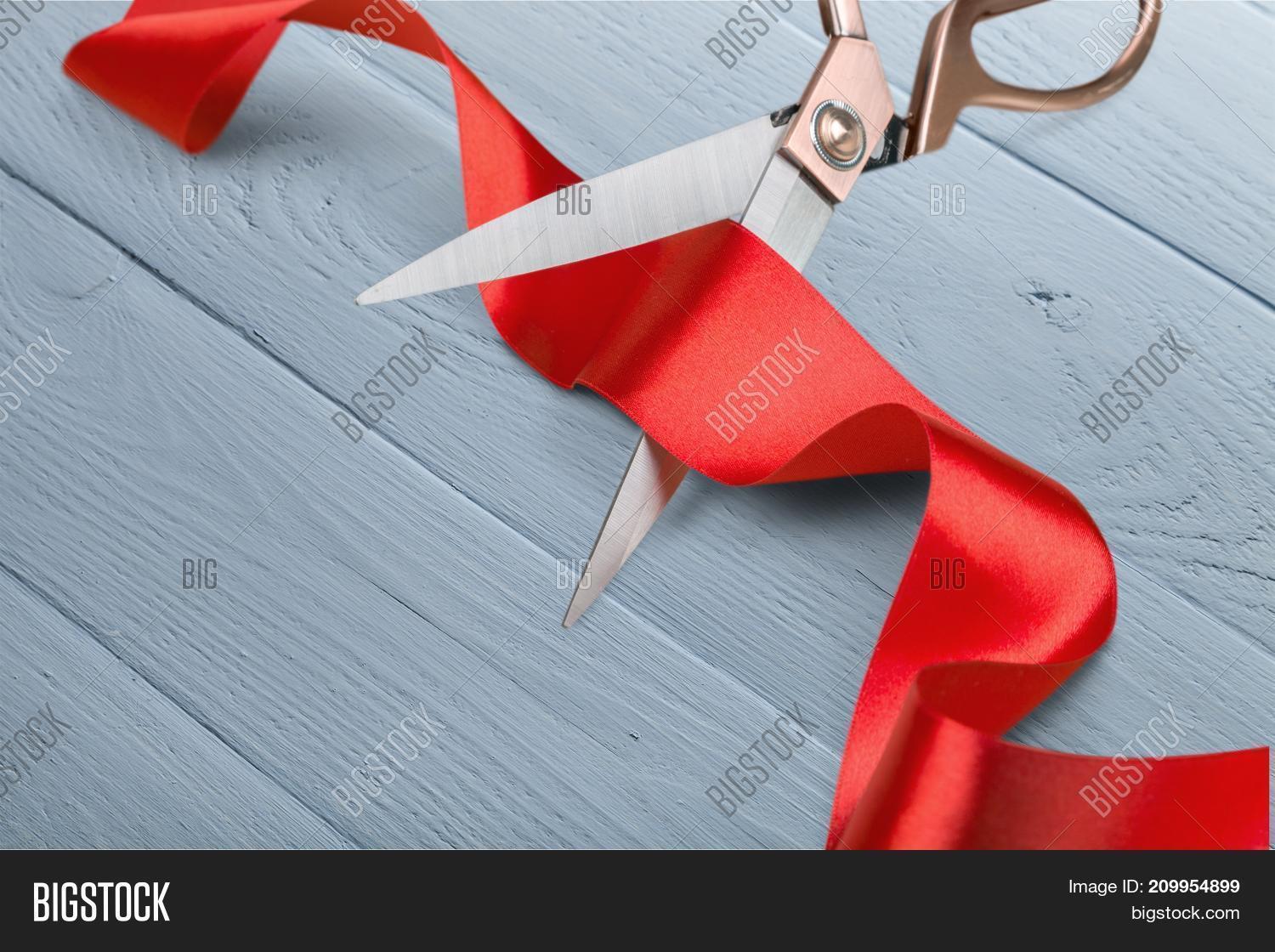 Red Ribbon Cutter Red Ribbon Cutting Cut Image & Photo (Free Trial) | Bigstock