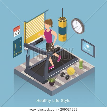 3d isometric flat design - Healthy life style
