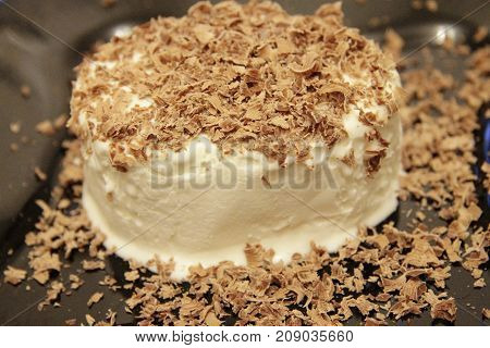Chocolate Ice Cream And Hardered Chocolate Over