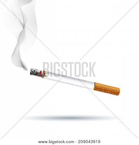 Realistic Cigarette with Traditional Filter Vector Illustration