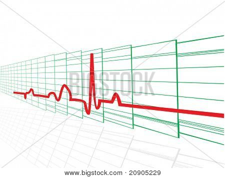 сердцебиение неоновых Зеленая векторные иллюстрации