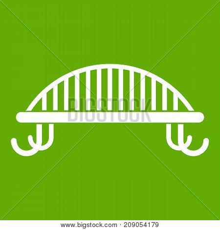 Bench with backrest icon white isolated on green background. Vector illustration