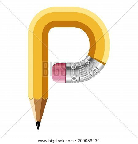 Letter p pencil icon. Cartoon illustration of letter p pencil vector icon for web