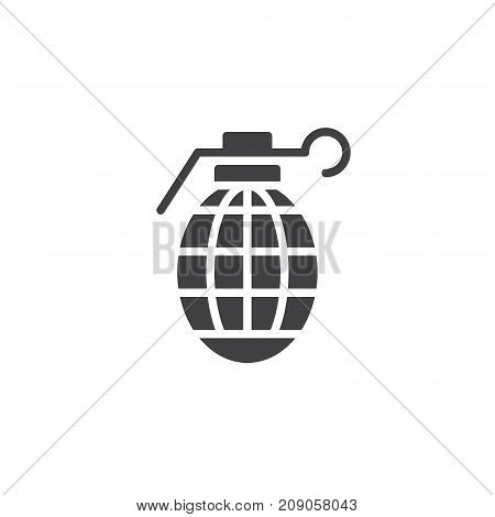 Grenade icon vector, filled flat sign, solid pictogram isolated on white. Frag symbol, logo illustration.