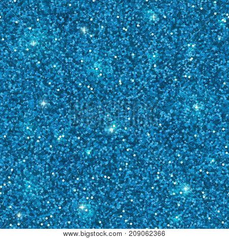 Glitter seamless pattern, blue sparkles. Vector illuctration