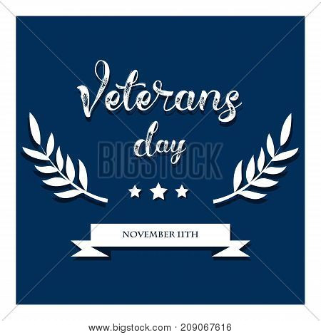 Day veteran usa banner, vector illustration flat, text, texture scrapes