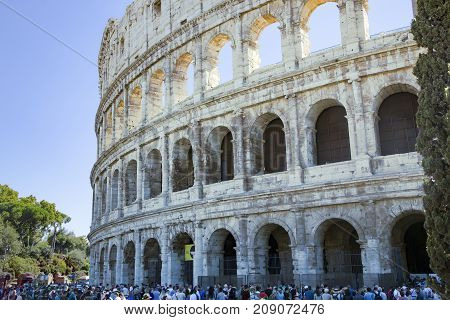 Italy, Rome, October, 28, 2014 - The Symbol Of Rome, The Amphitheater Of The Colosseum, Is Located I