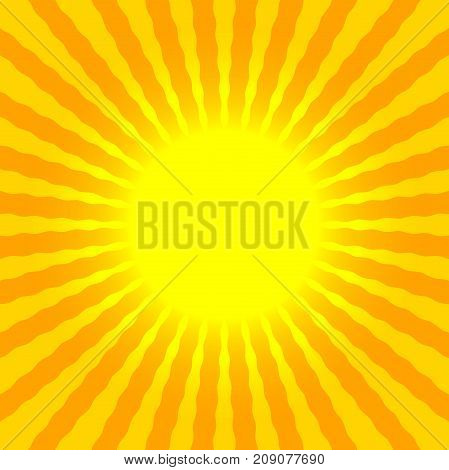 Abstract sun rays wavy yellow and orange background template placeholder