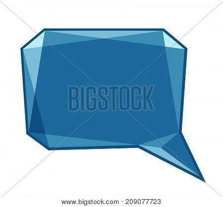 Low polygon vector blue speech talk balloon diamond shape template