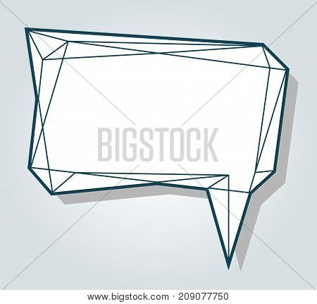 Low polygon vector blue speech talk balloon diamond shape template