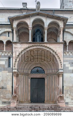 Portal. Modena Cathedral is a Roman Catholic Romanesque church in Modena Italy. Consecrated in 1184 it is an important Romanesque building in Europe and a World Heritage Site.