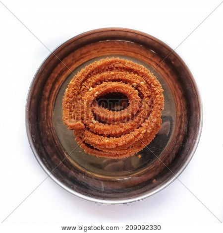 Diwali festival snacks from india.chakali or murukku is given to guest in this hindu festival as refreshment