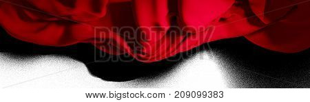 Sheet of cloth in rose red color partially showing crumples falling in mid-ai - 3d background design illustration in transparent PNG