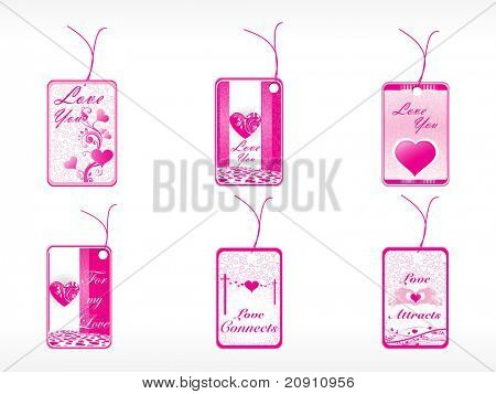 ロマンチックなタグと心のロゴを設定