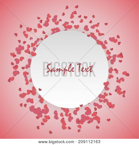 Empty greeting card Valentines Day holiday. Vintage romantic origami paper heart shape long shadow frame. Retro border Valentine's love design. Mock up material soft template backdrop.