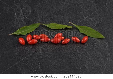 Gojiberry With Leaves On Shale