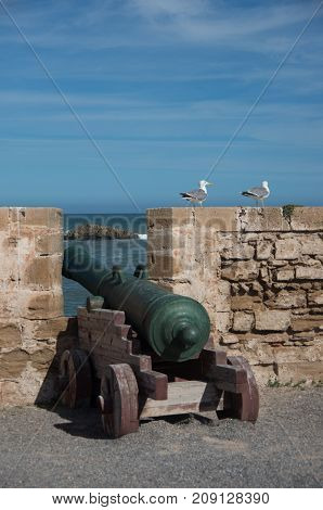 Canon In Sqala Du Port ( Northern Scala ), A Defensive Tower At The Fishing Port Of Essaouira, Moroc