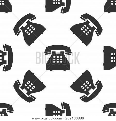 Telephone icon seamless pattern on white background. Landline phone. Flat design. Vector Illustration