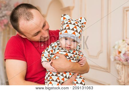 Adorable Caucasian baby boy. Portrait of a three months old baby boy