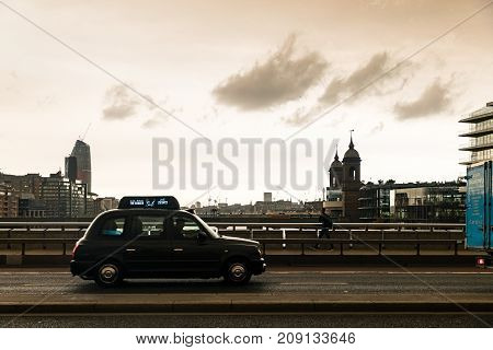 London During Ophelia Storm With Darkened Sky