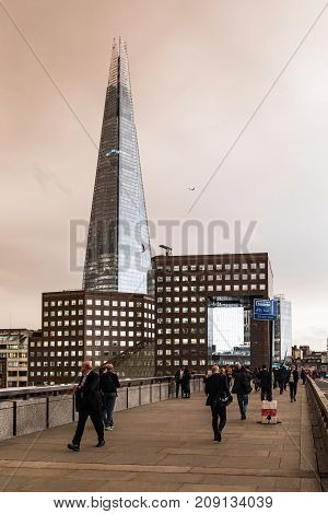 London During Ophelia Storm With Yellow Sky
