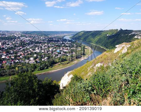 Zalishiki Dnister River Landscape Mountain Sky Nature Panorama