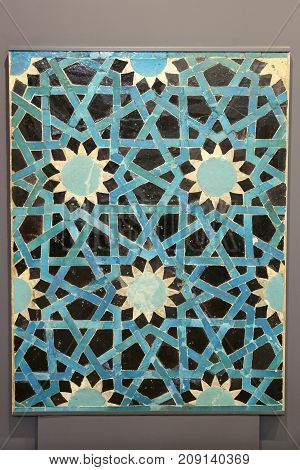 Black and Blue Old Seljuk Blue Tile