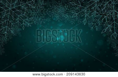 The blue-grey beautiful winter background with snowflakes
