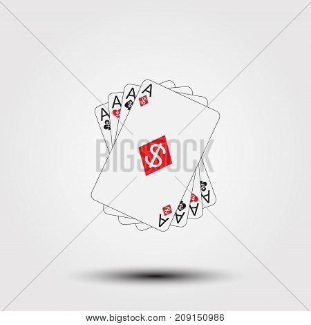 Vector Illustration Playing Poker Cards. Winning Hand.