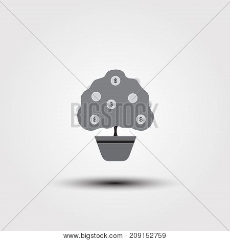 Money Tree Isolated On A Gray Background. Vector Illustration