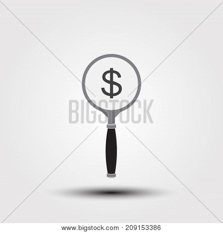 Search Money. Flat Icon Design. Vector Illustration.