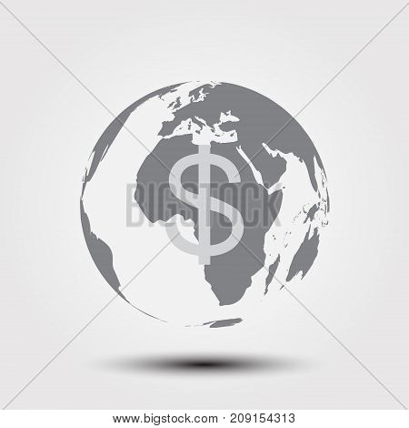 World with coin line icon. Vector illustration.
