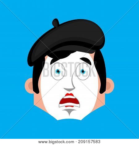 Mime Surprised Emotion Face Avatar. Pantomime Open-eyed Emoji. Mimic Icon. Vector Illustration