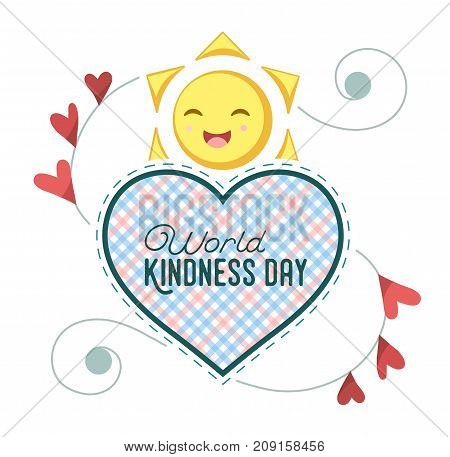 Vector Illustration For World Kindness Day With Checkered Heart and Sun