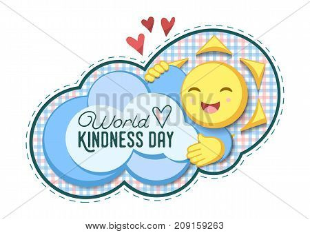 Vector Illustration For World Kindness Day With Checkered Cloud and Sun