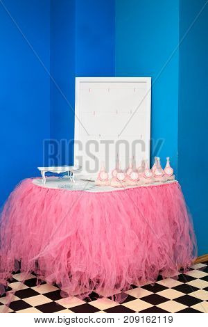 Festive decorated table. Concept birthday party childhood.
