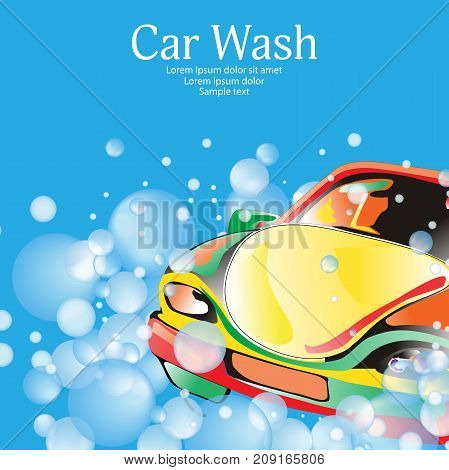 Car wash. Poster template for your design. Vector illustration.