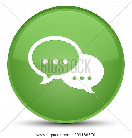 Talk Bubble Icon Special Soft Green Round Button