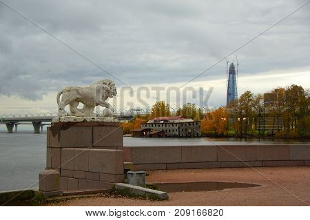 Evening in October walk along Elagin Island in St. Petersburg