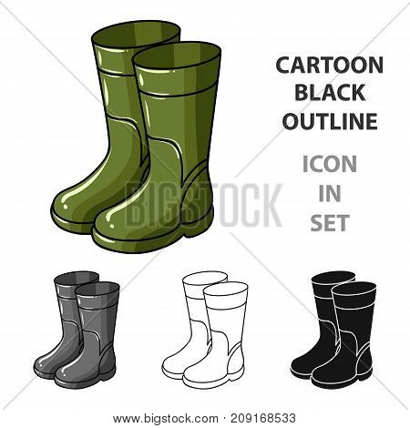 Rubber boots icon in cartoon design isolated on white background. Fishing symbol stock vector illustration.