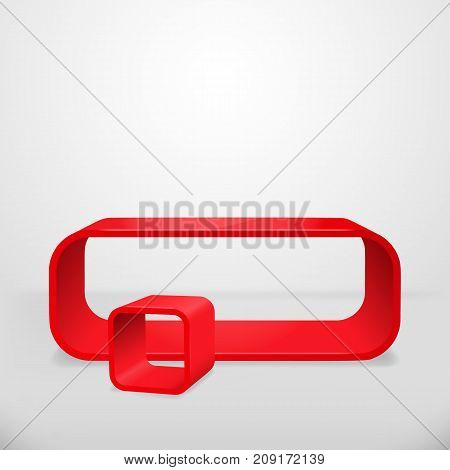 Modern red table and chair. Set of office furniture. Futuristic design. Isolated on white background. Vector illustration.