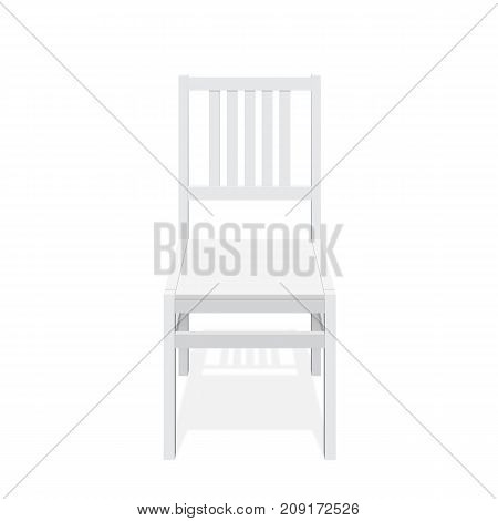 Classic wooden white chair with back. Isolated on white background. Vector illustration