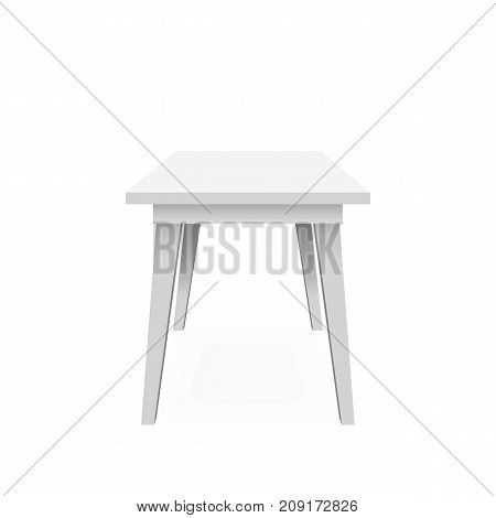 Classic wooden white chair without back. Isolated on white background. Vector illustration